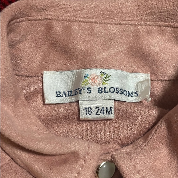 Baileys Blossoms Stylish Button-Up Shirt in Soft Pink Faux Suede - Picture 2 of 6